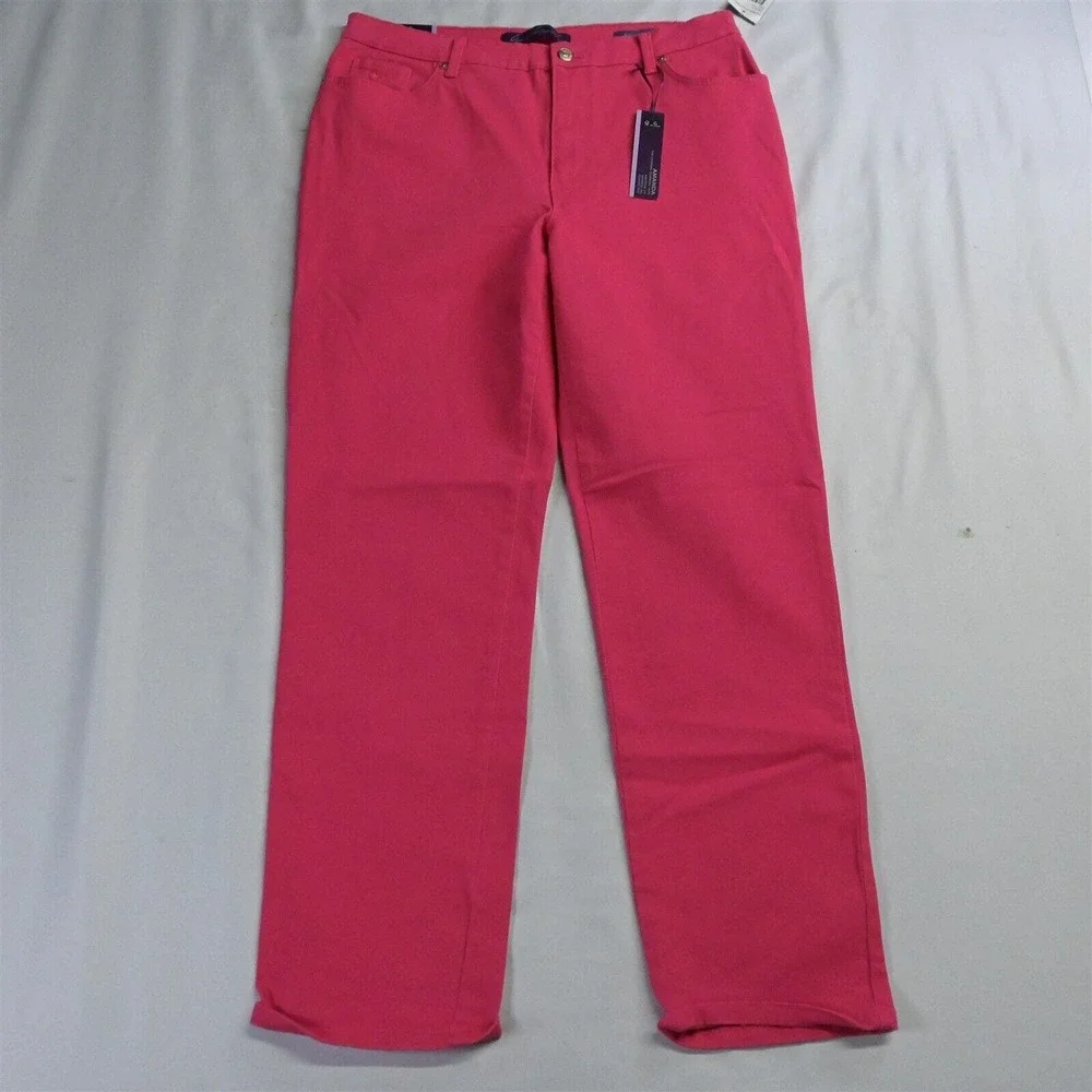 NEW Gloria Vanderbilt 14 Amanda Classic Taper Coral Pink Stretch Denim Jeans